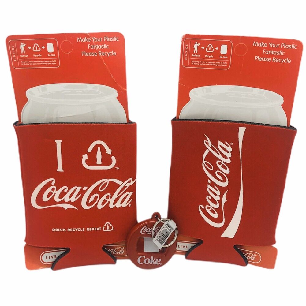 Coca Cola Coke Red Coozies/Koozies & Red  Metal Bottles Opener Keychain New Lot